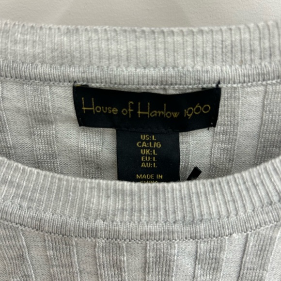 House of Harlow 1960 Gray Ribbed Long Sleeve Cropped Y2K Top Women’s Size L NWT - Picture 2 of 8